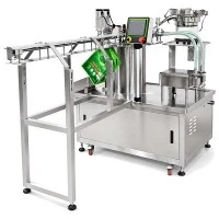 Machine de remplissage et de bouchage automatique de sachets à double tête-